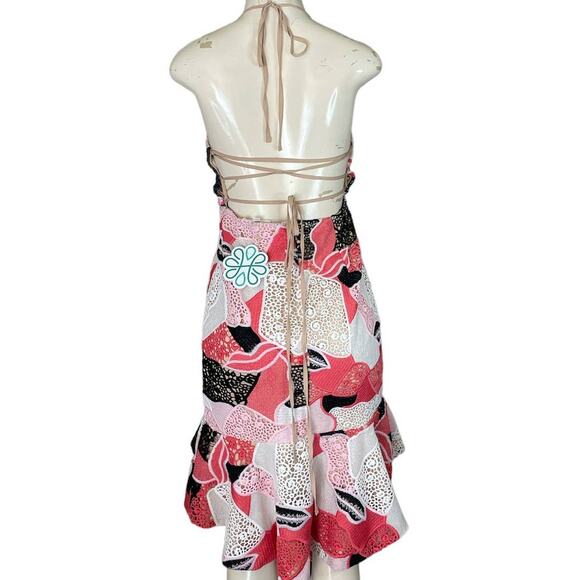 L'atiste Sealed With A Kiss Dress High Low Crochet Lace Halter Size Large NWT - Picture 5 of 10